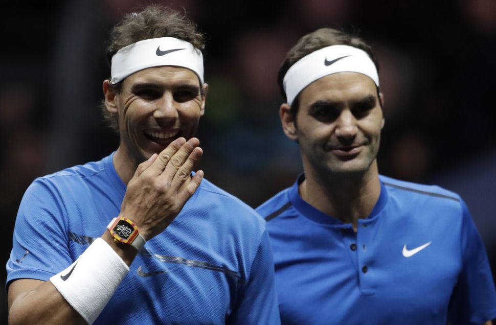 Rafael Nadal（圖左）與Roger Federer。（達志影像）
