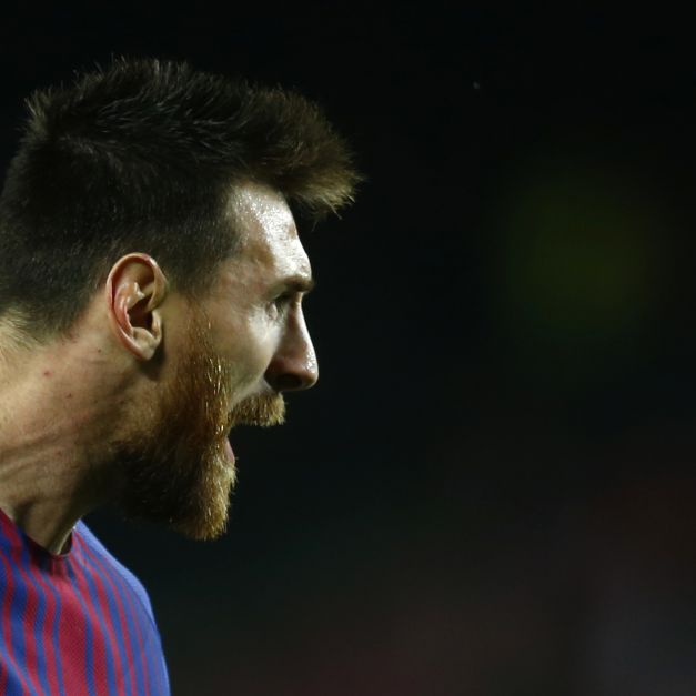 Lionel Messi進球後慶祝。（達志影像）