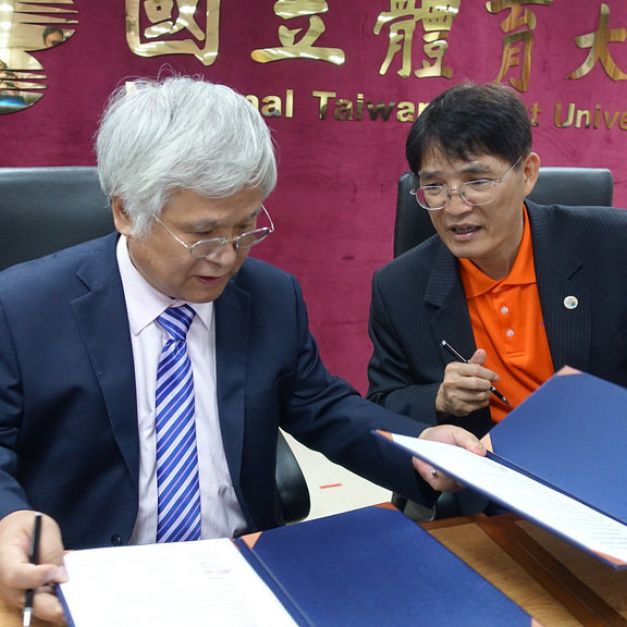 國立體育大學與蒙古Avarga學院及大地藍天運動協會舉行三方產學合作簽約儀式。（國體大提供）