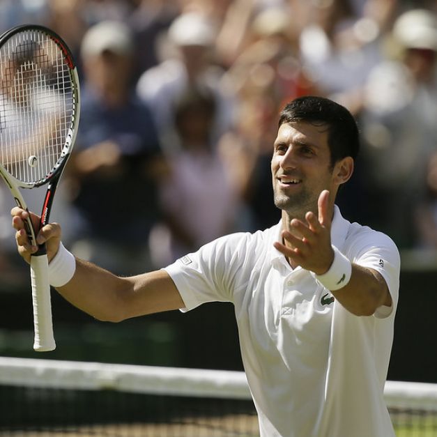 Novak Djokovic將於溫網準決賽對上強敵Rafael Nadal。（達志影像）