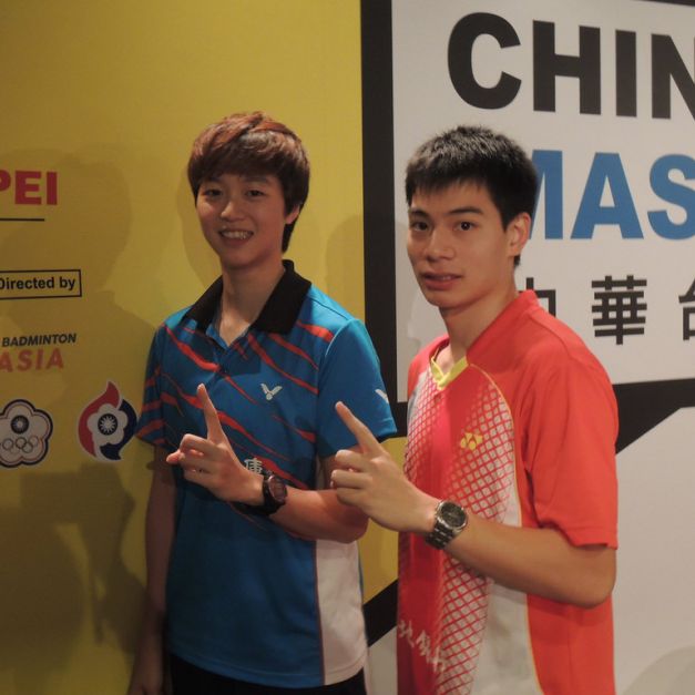 許仁豪(右)、白馭珀高居2016中華台北羽球大師賽男、女單打第一種子。(陳筱琳/攝)