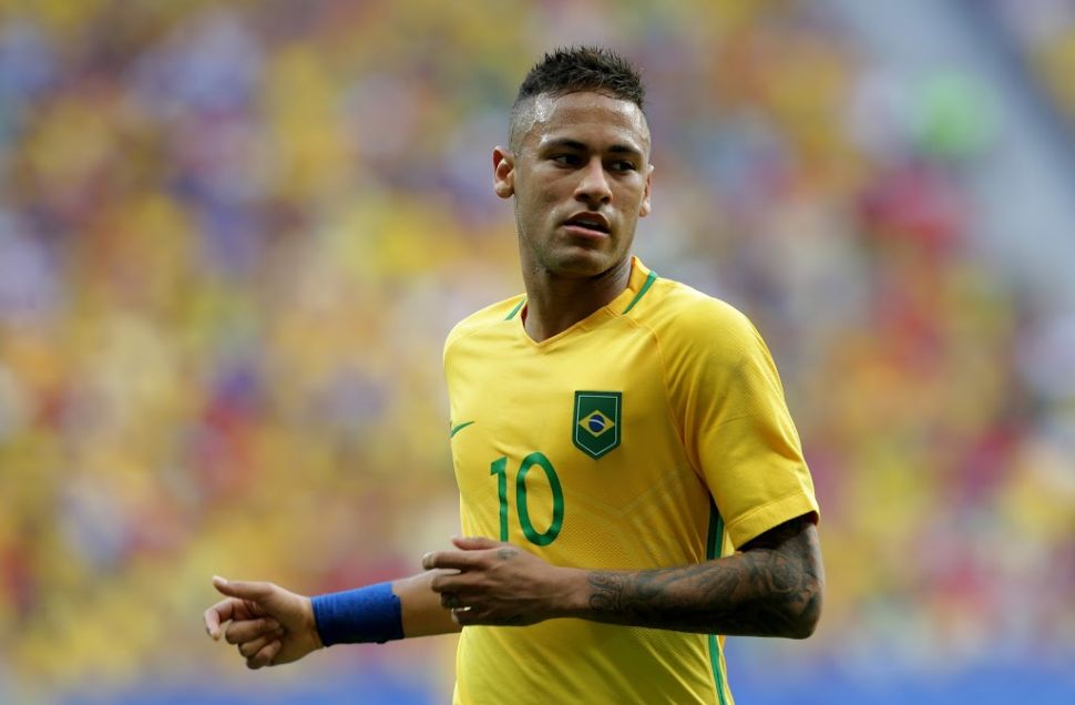 Neymar率領的巴西，在奧運首戰僅與南非踢平。(達志影像)