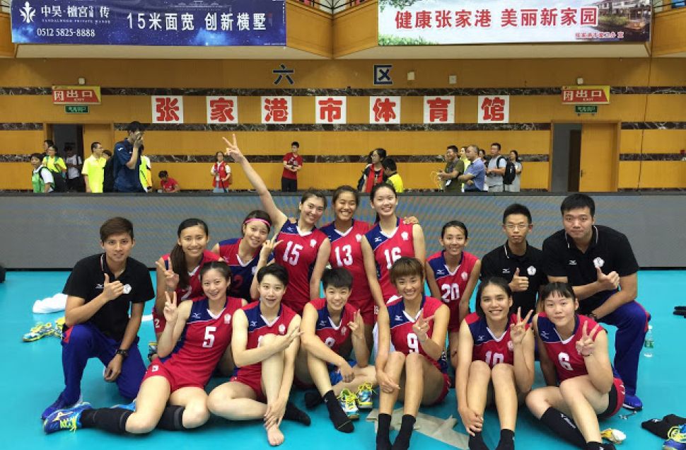 中華女排在亞洲東區女排錦標賽四強賽擊敗中國，晉級決賽。(中華民國排球協會提供)