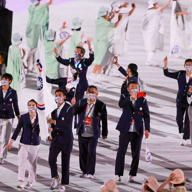 東京奧運台灣代表團進場。（特約攝影侯禕縉／現場拍攝）